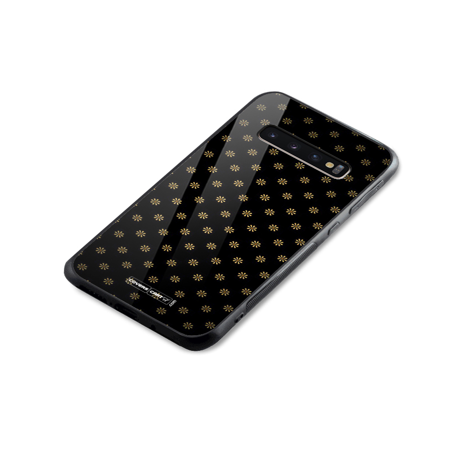 Golden Flowers Glass Back Case for Galaxy S10 Plus
