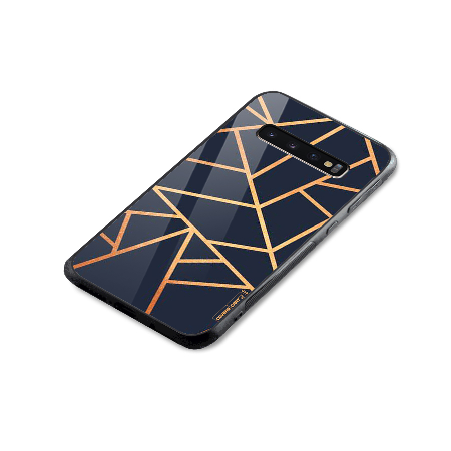 Golden Pattern Glass Back Case for Galaxy S10 Plus
