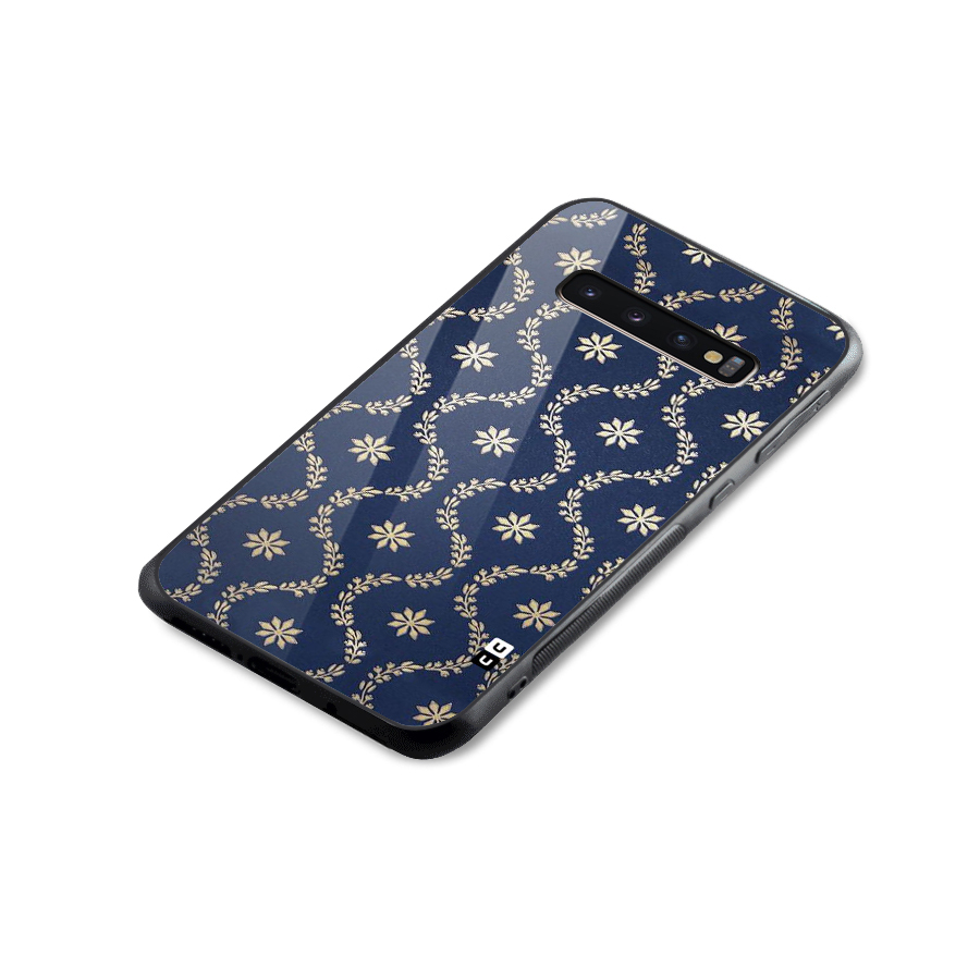 Gorgeous Gold Leaf Pattern Glass Back Case for Galaxy S10 Plus