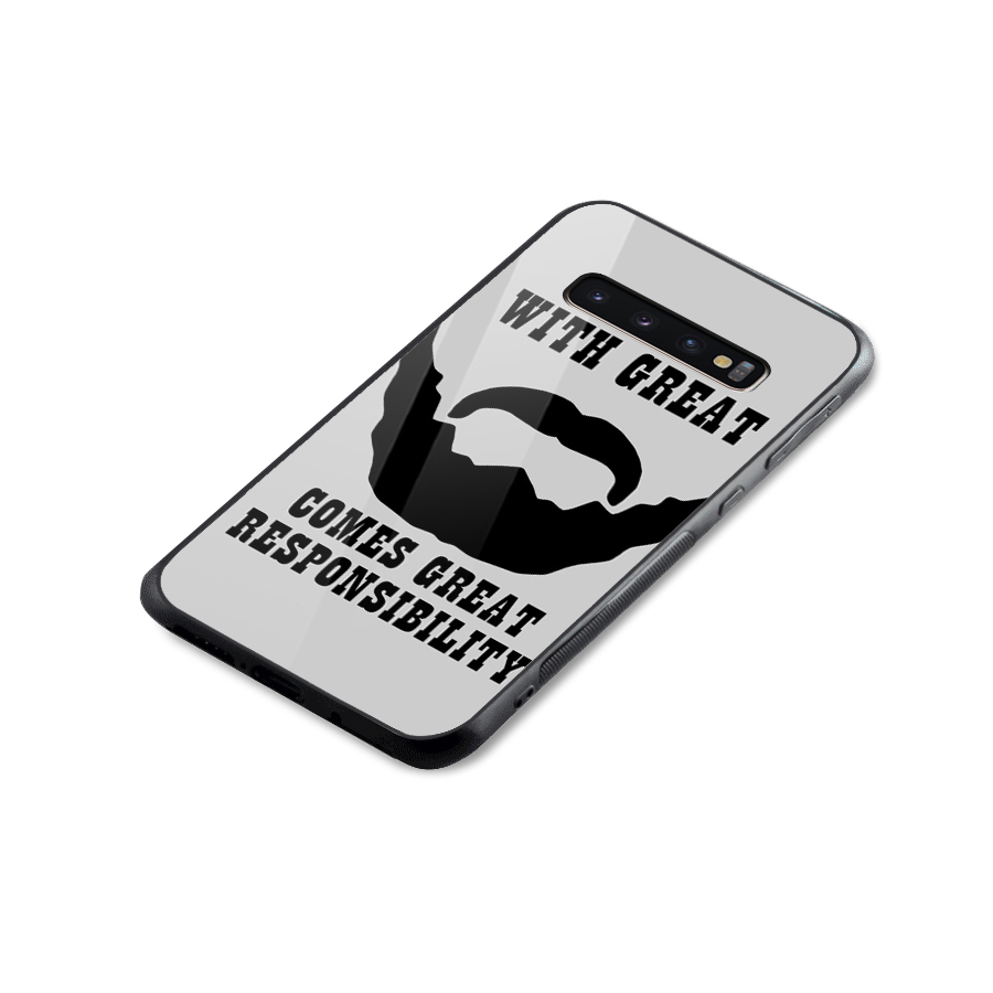 Great Beard Great Responsibility Glass Back Case for Galaxy S10 Plus