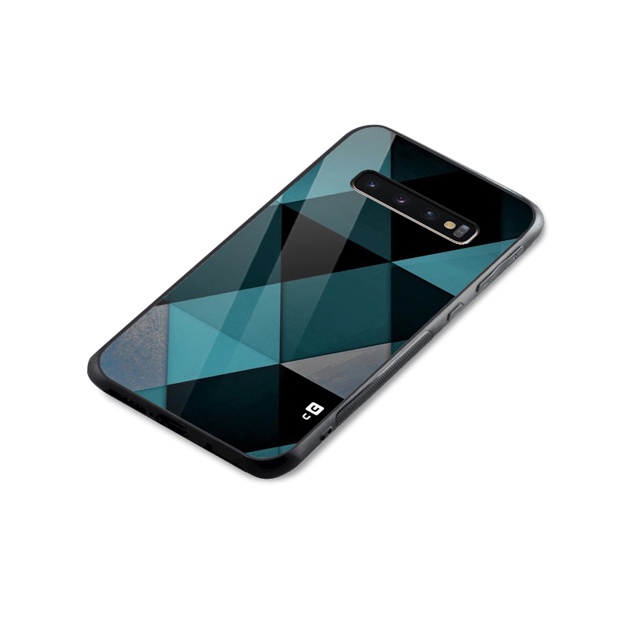Green Black Shapes Glass Back Case for Galaxy S10 Plus