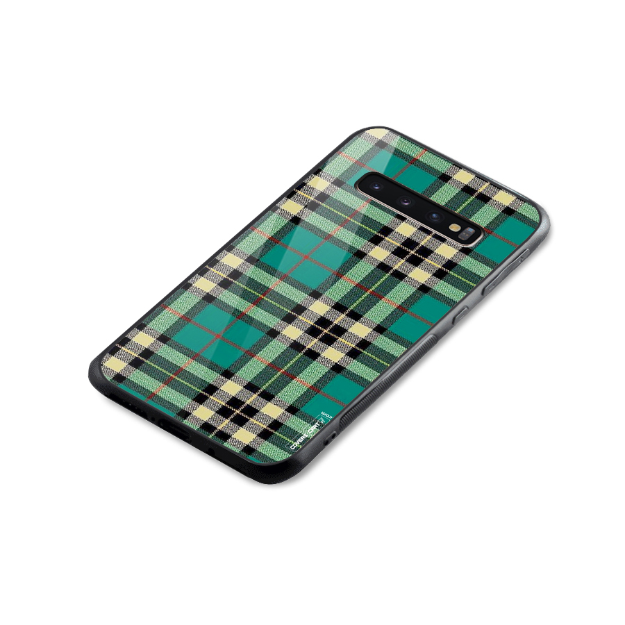 Green Check Glass Back Case for Galaxy S10 Plus