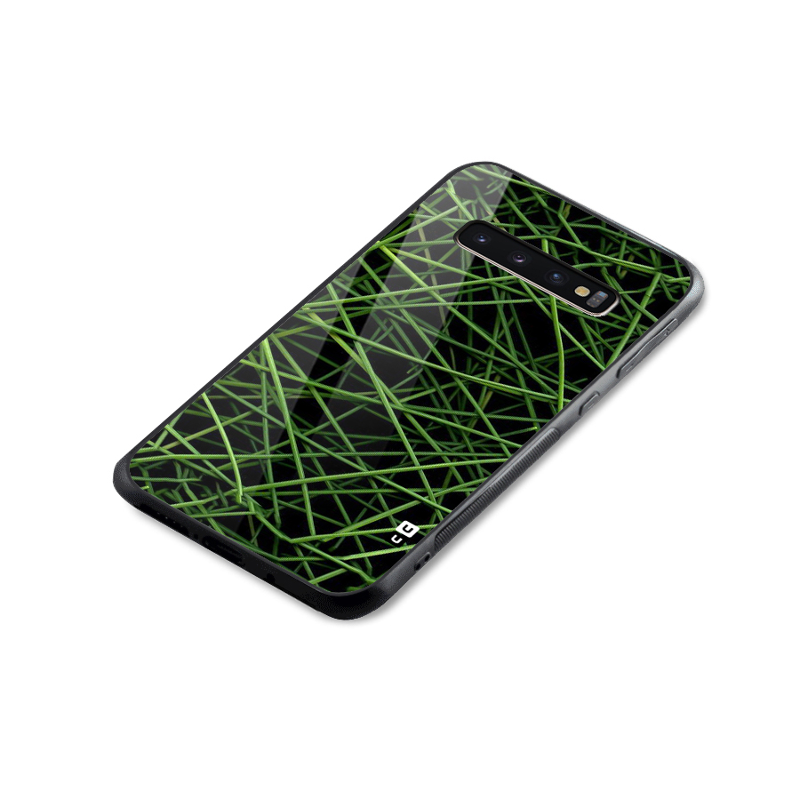 Green Lines Glass Back Case for Galaxy S10 Plus