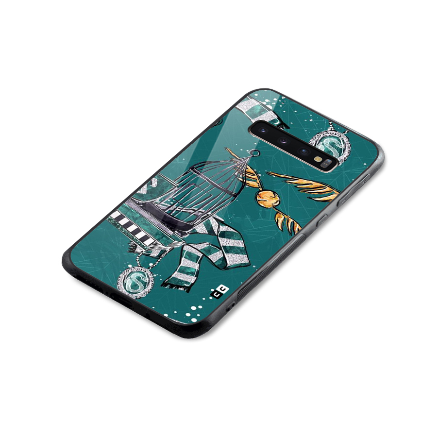 Green Scarf Glass Back Case for Galaxy S10 Plus