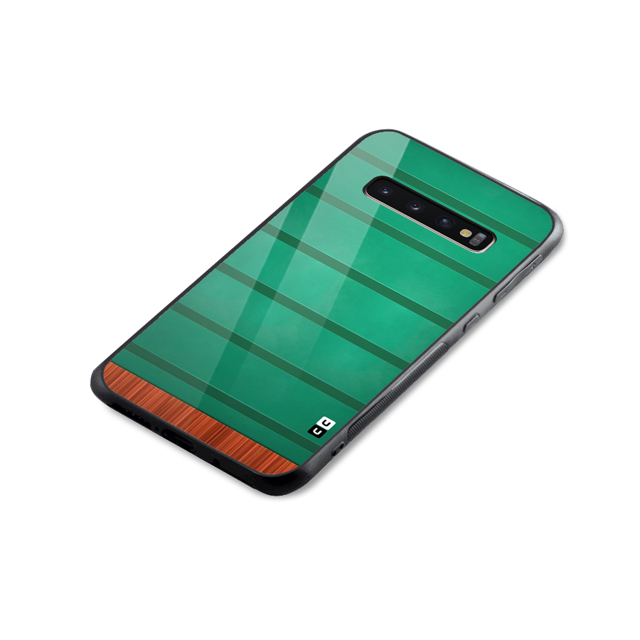 Green Wood Stripes Glass Back Case for Galaxy S10 Plus