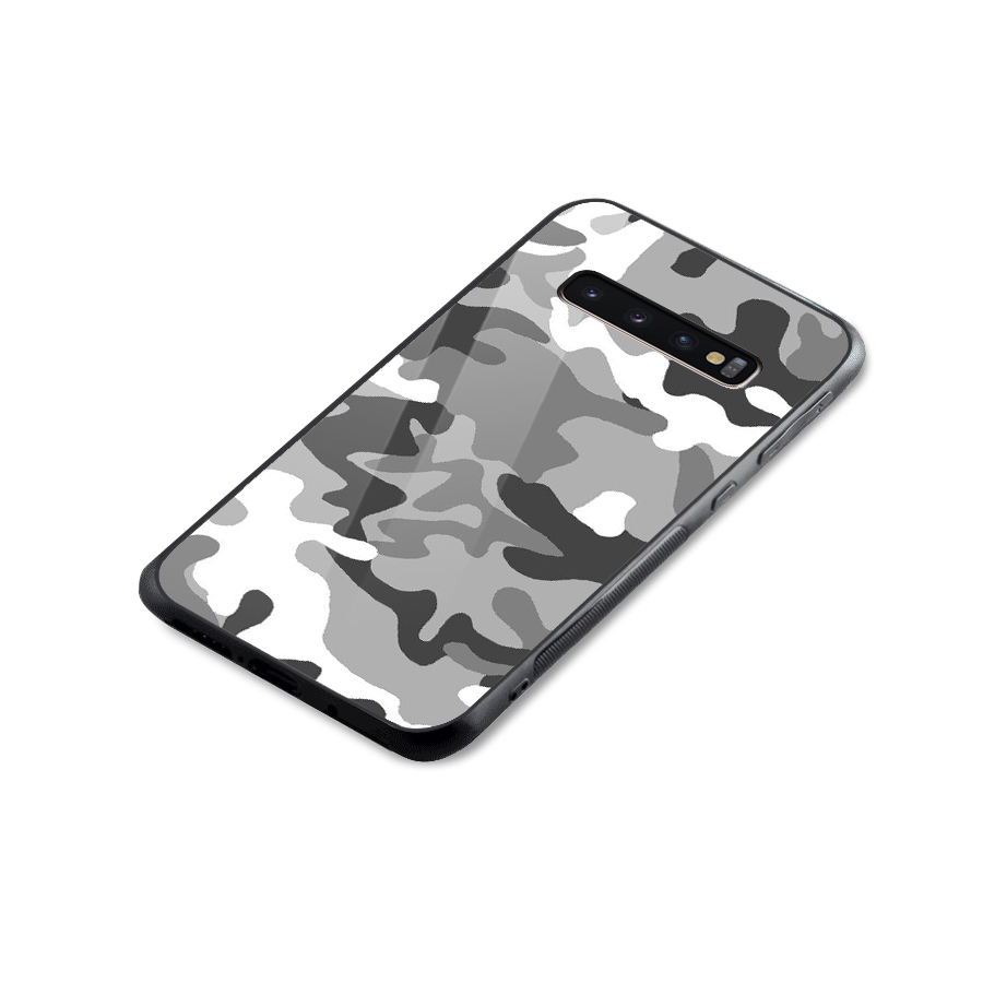Grey Military Glass Back Case for Galaxy S10 Plus