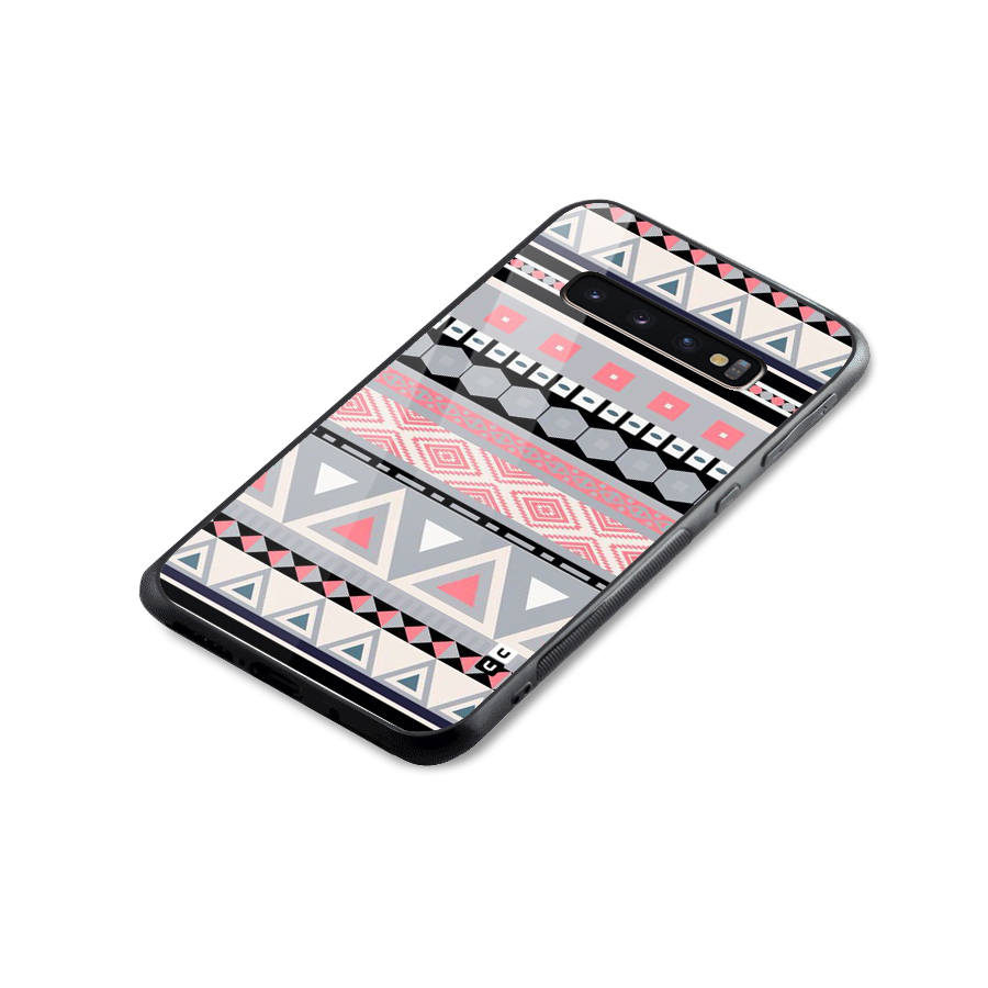 Grey Pink Pattern Glass Back Case for Galaxy S10 Plus