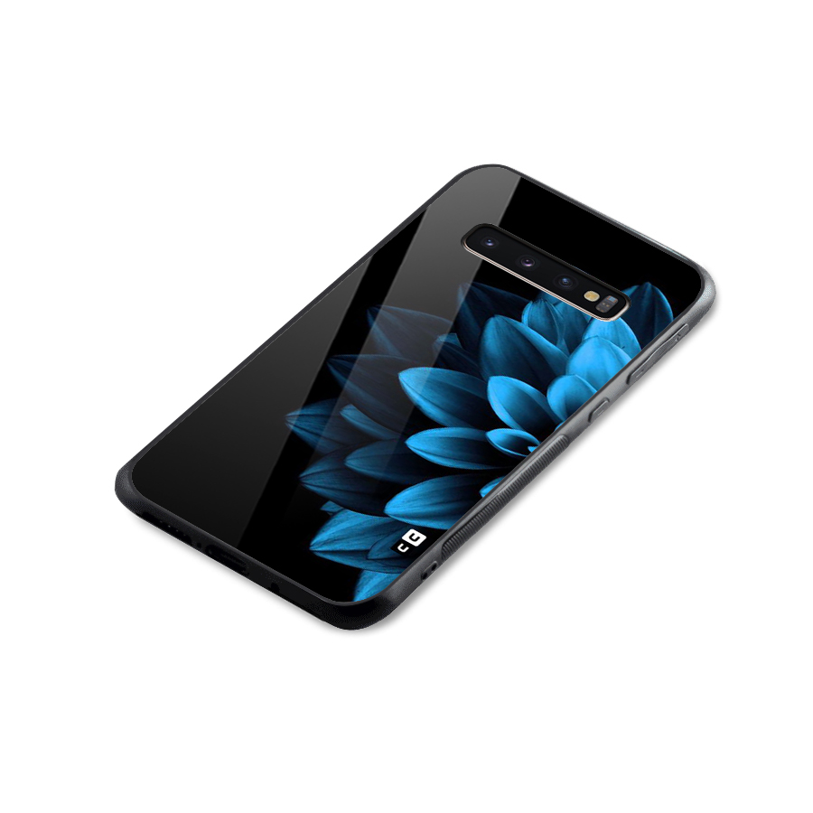 Half Blue Flower Glass Back Case for Galaxy S10 Plus