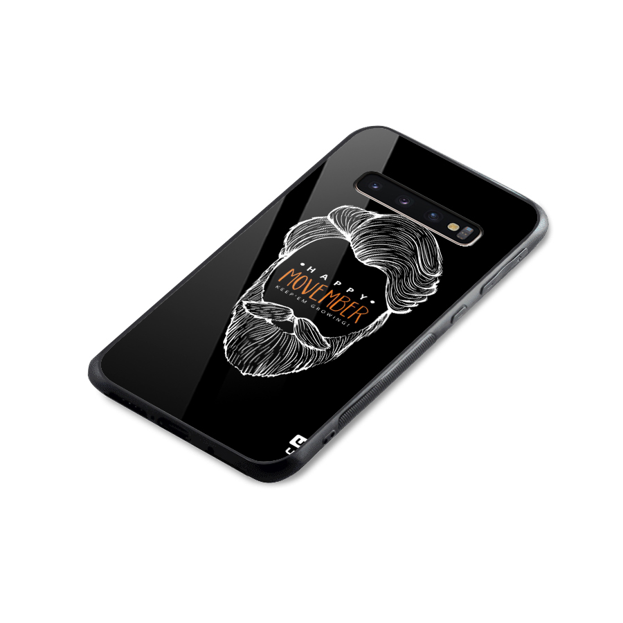 Happy Movember Black Glass Back Case for Galaxy S10 Plus