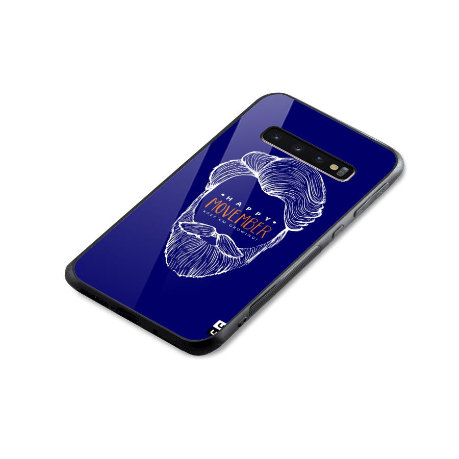 Happy Movember Blue Glass Back Case for Galaxy S10 Plus