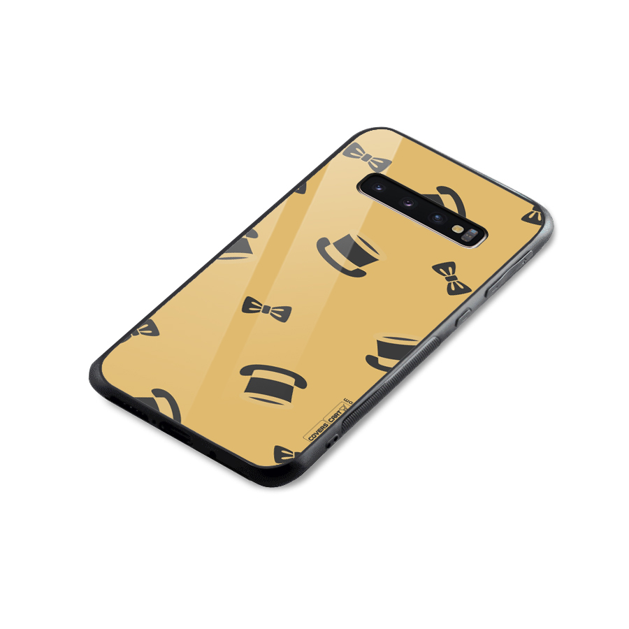 Hat and Bow Tie Glass Back Case for Galaxy S10 Plus
