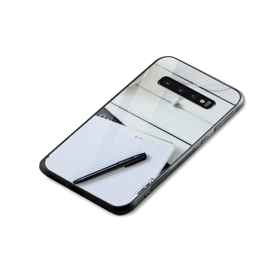 Headphones Notes Glass Back Case for Galaxy S10 Plus