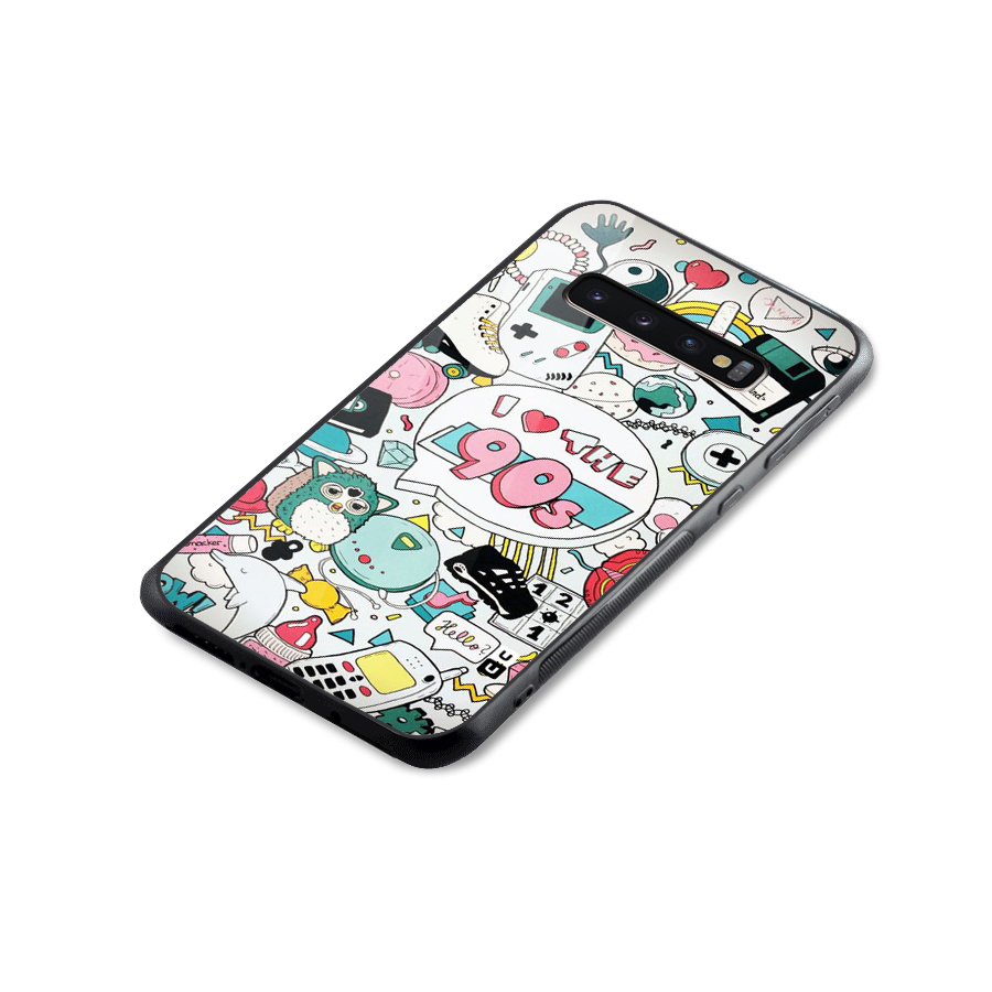Heart 90s Glass Back Case for Galaxy S10 Plus