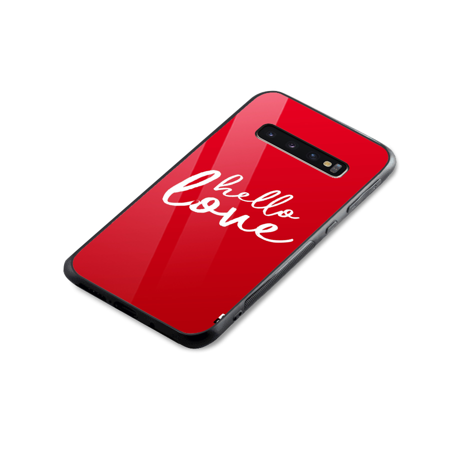 Hello Love Glass Back Case for Galaxy S10 Plus
