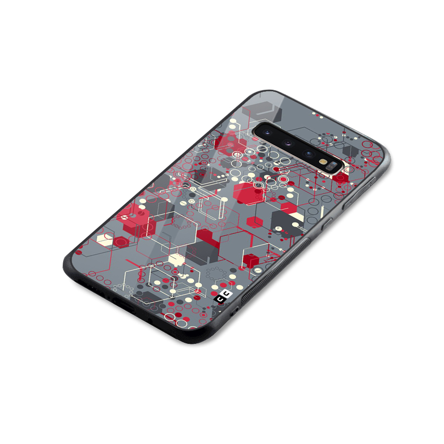 Hexagons Pattern Glass Back Case for Galaxy S10 Plus