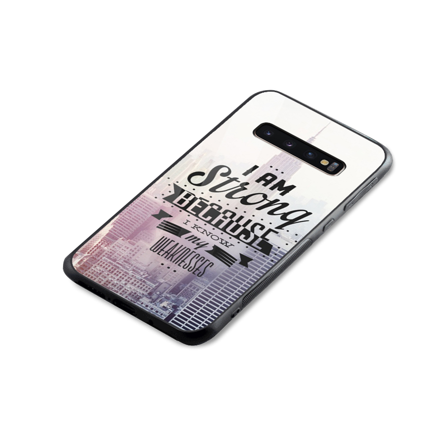 I am Strong Glass Back Case for Galaxy S10 Plus