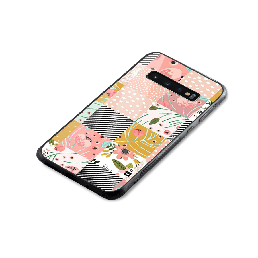 Leaf Stripe Polka Glass Back Case for Galaxy S10 Plus