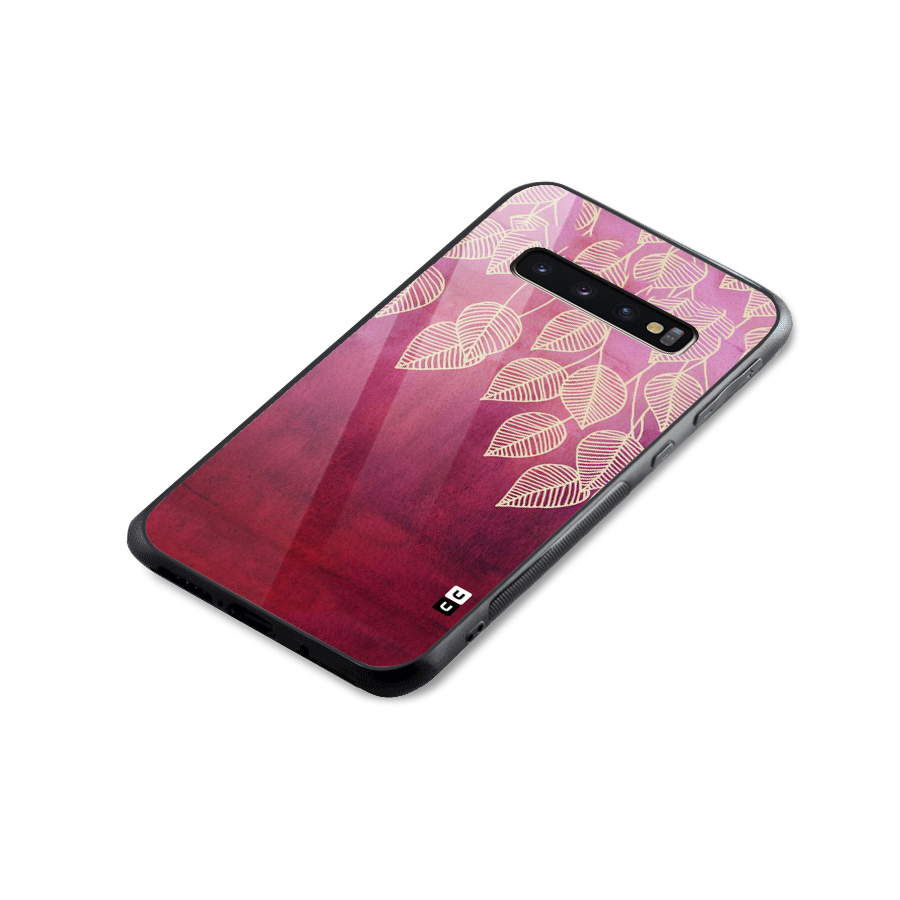Leafy Outline Glass Back Case for Galaxy S10 Plus