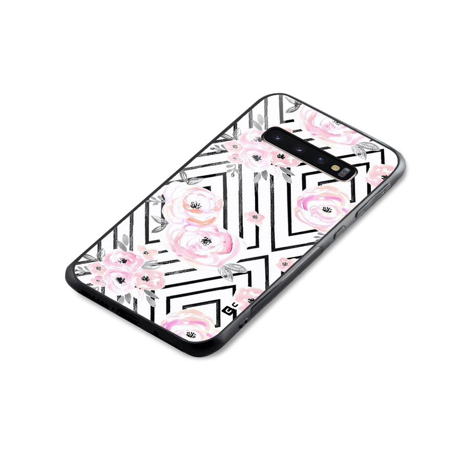 Light Pastel Flowers Design Glass Back Case for Galaxy S10 Plus