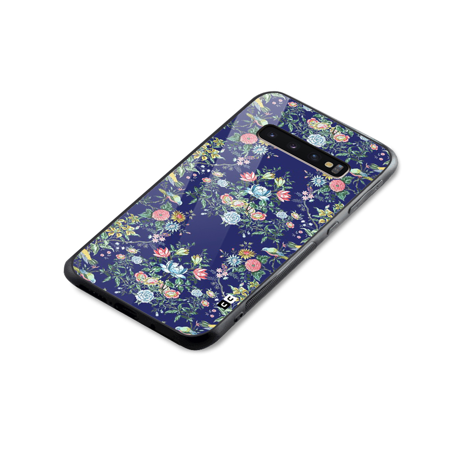 Little Flowers Pattern Glass Back Case for Galaxy S10 Plus