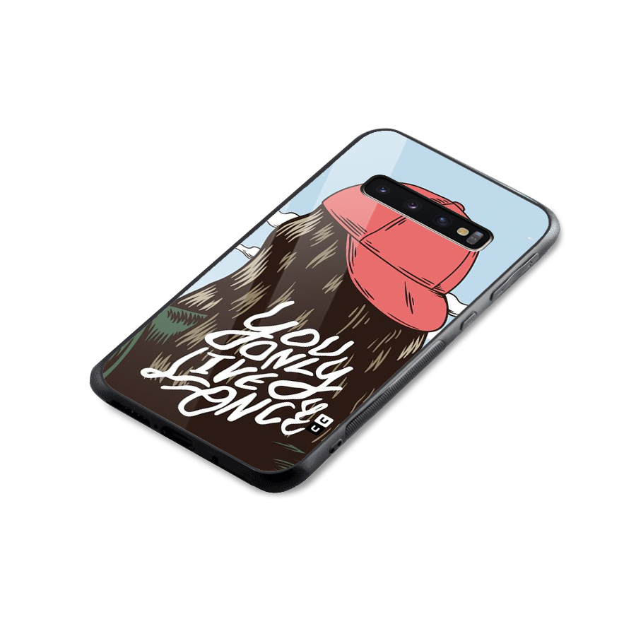 Live Once Glass Back Case for Galaxy S10 Plus