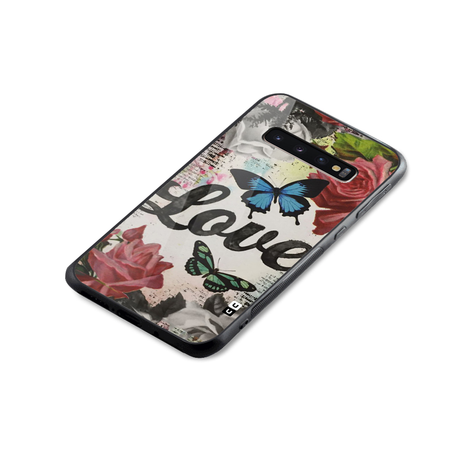 Lovely Butterfly Love Glass Back Case for Galaxy S10 Plus