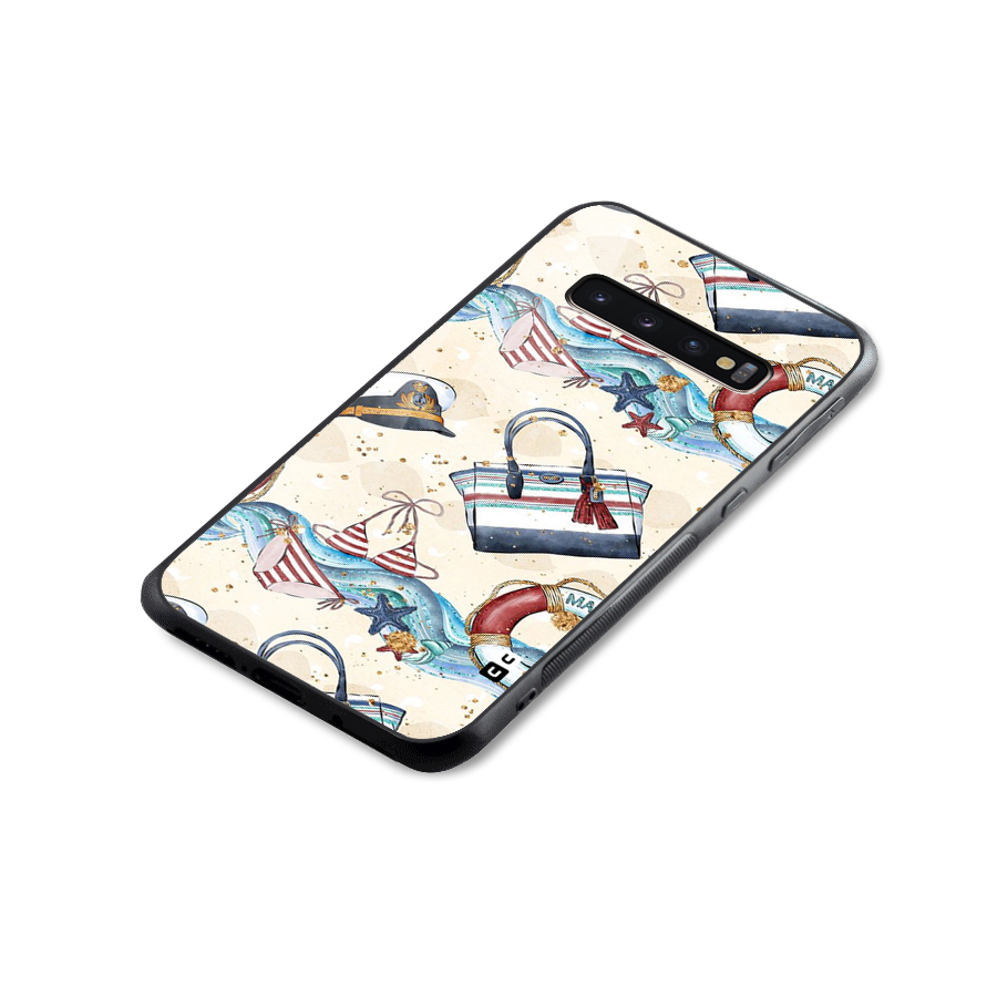 Marine Bag Design Glass Back Case for Galaxy S10 Plus