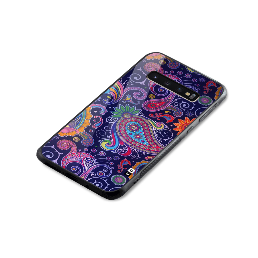 Mehendi Pattern Glass Back Case for Galaxy S10 Plus