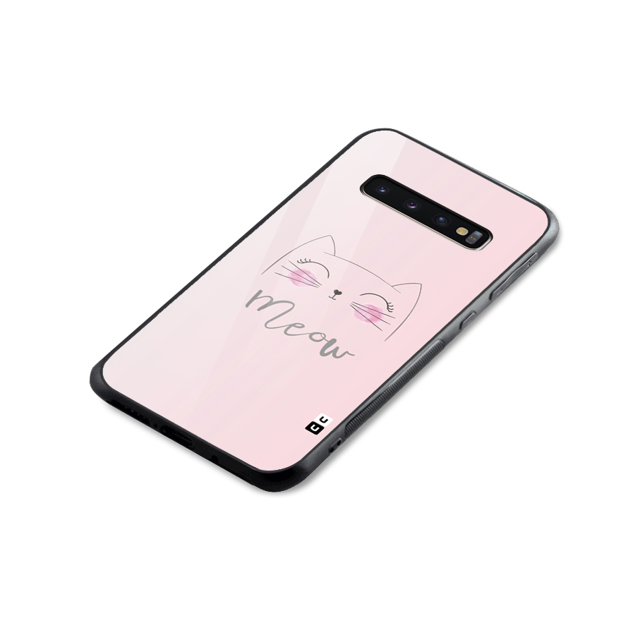 Meow Pink Glass Back Case for Galaxy S10 Plus