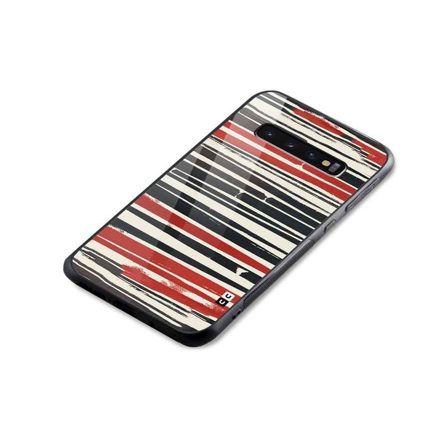 Messy Vintage Stripes Glass Back Case for Galaxy S10 Plus