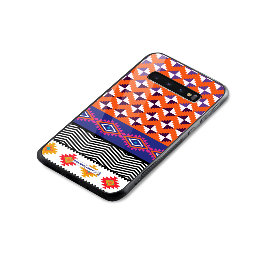 Mixed Pattern Aztec Glass Back Case for Galaxy S10 Plus