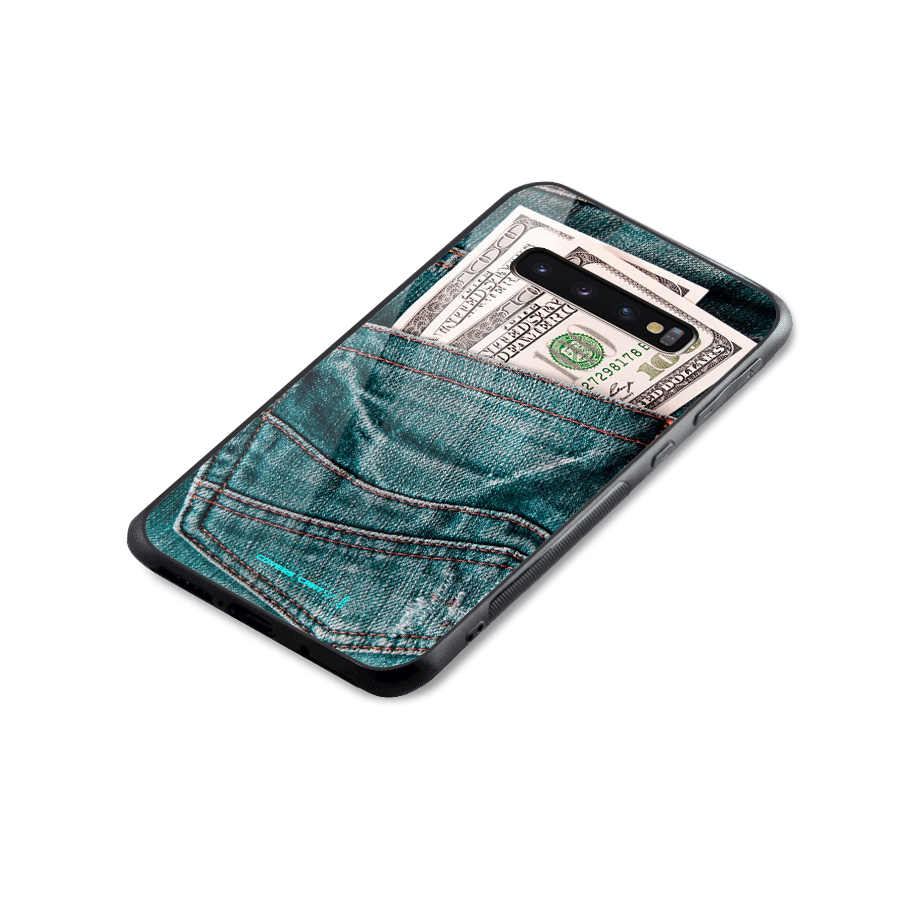 Money in Jeans Glass Back Case for Galaxy S10 Plus