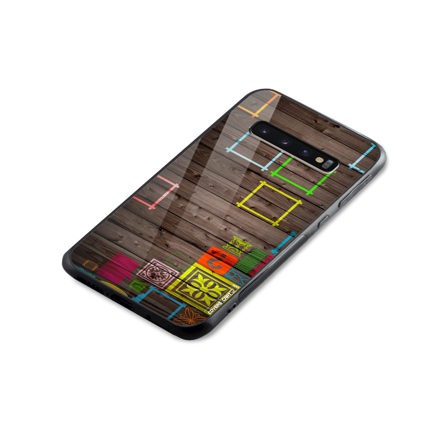 Multicolor Frame Design Glass Back Case for Galaxy S10 Plus