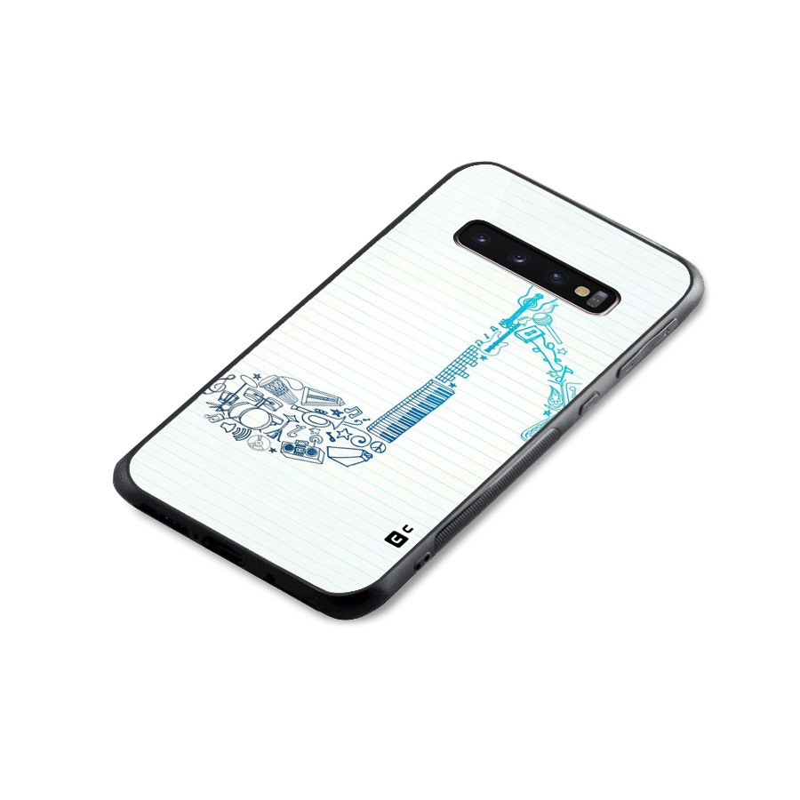 Music Note Design Glass Back Case for Galaxy S10 Plus