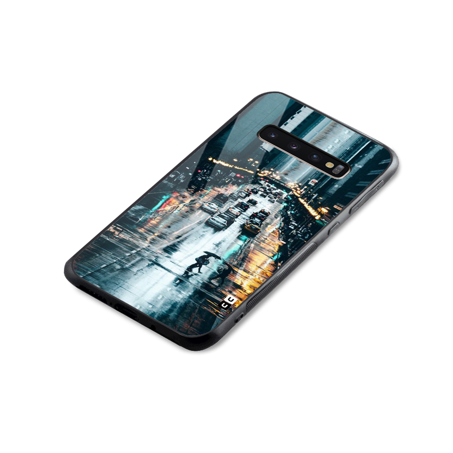 NY Streets Rainy Glass Back Case for Galaxy S10 Plus