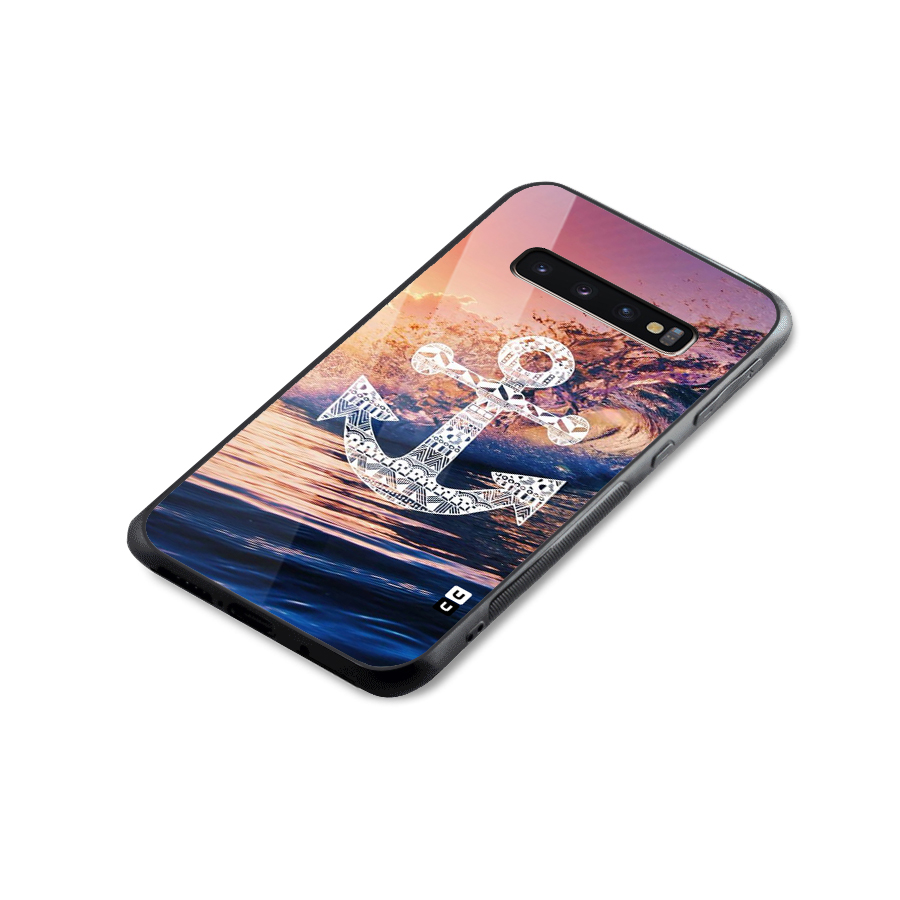 Ocean Anchor Wave Glass Back Case for Galaxy S10 Plus