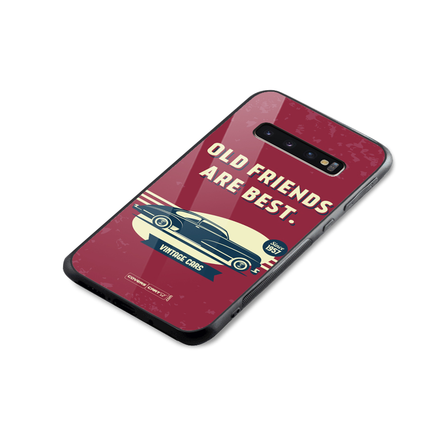 Old Friends Vintage Car Glass Back Case for Galaxy S10 Plus