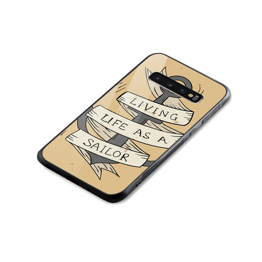 Old School Anchor Glass Back Case for Galaxy S10 Plus