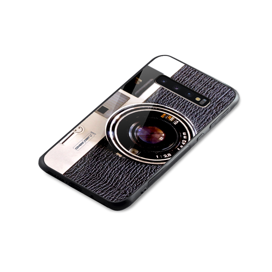 Old School Camera Glass Back Case for Galaxy S10 Plus