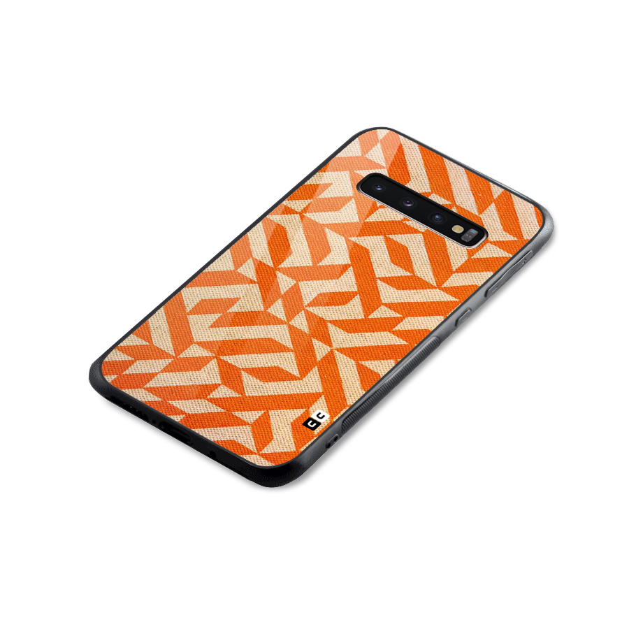 Orange Beige Pattern Glass Back Case for Galaxy S10 Plus
