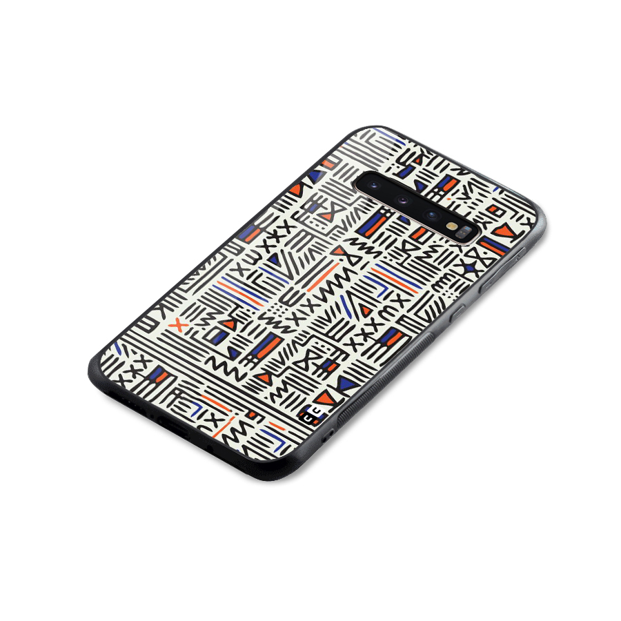 Orange Blue Number Glass Back Case for Galaxy S10 Plus