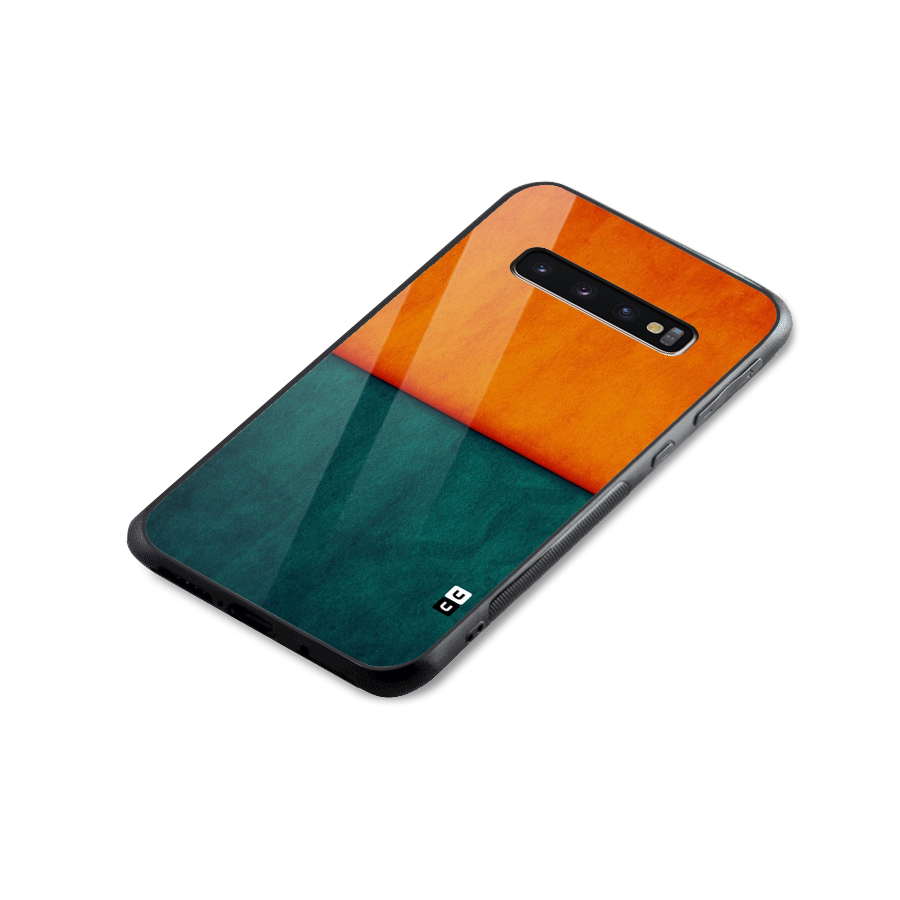 Orange Green Shade Glass Back Case for Galaxy S10 Plus