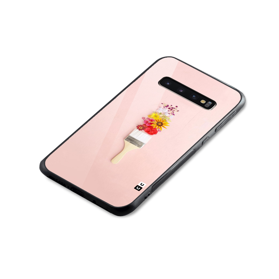 Painted Flowers Glass Back Case for Galaxy S10 Plus