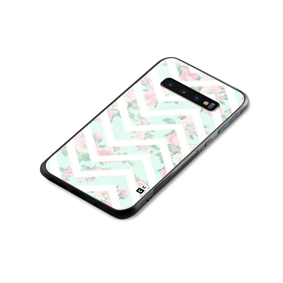 Pastel Floral Zig Zag Glass Back Case for Galaxy S10 Plus