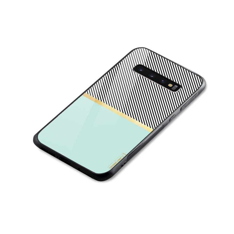 Pastel Green Base Stripes Glass Back Case for Galaxy S10 Plus