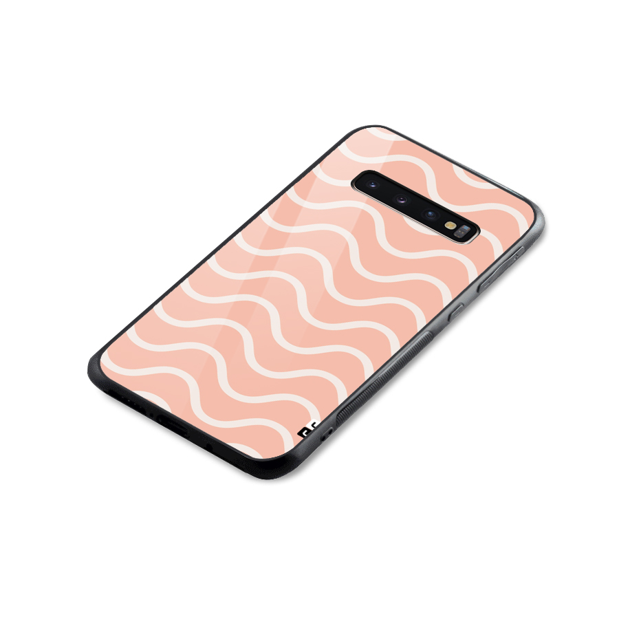 Pastel Peach Waves Glass Back Case for Galaxy S10 Plus