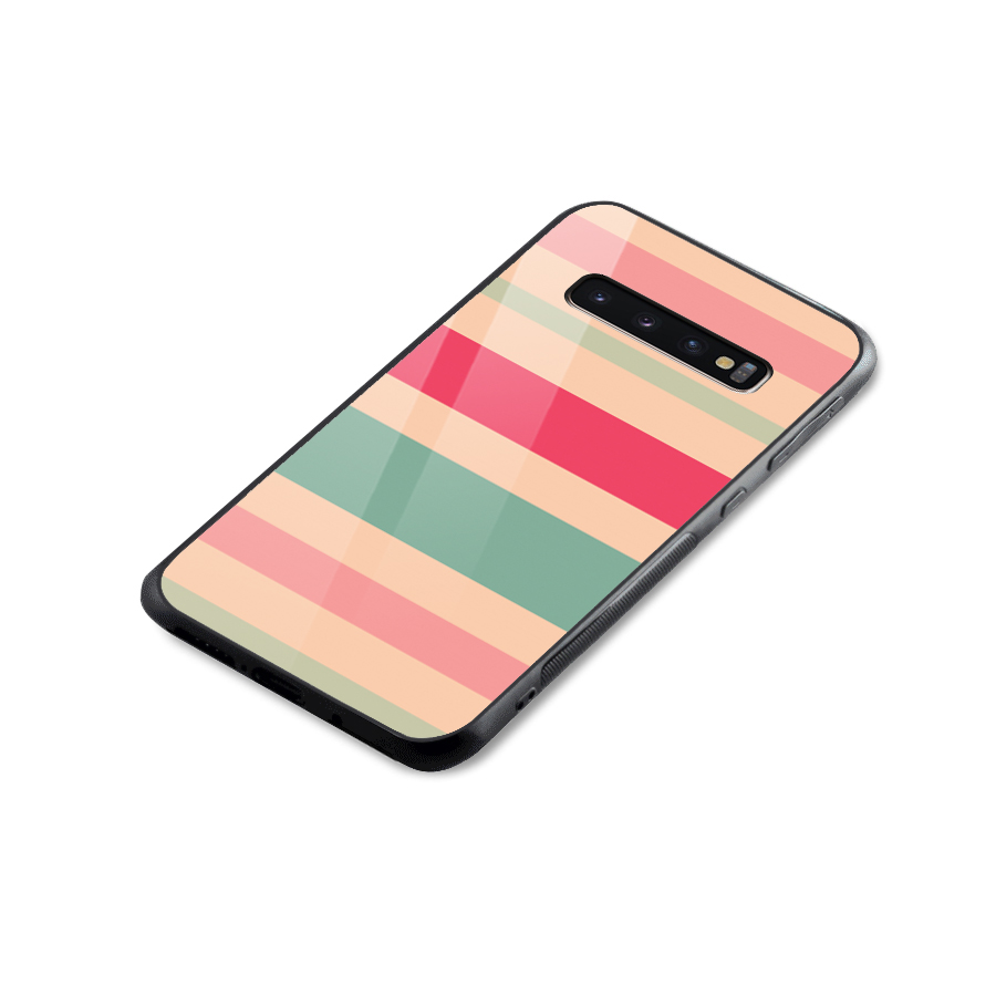 Pastel Stripes Vintage Glass Back Case for Galaxy S10 Plus