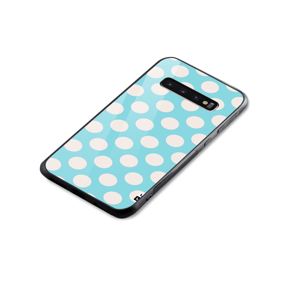 Pastel White Polka Dots Glass Back Case for Galaxy S10 Plus