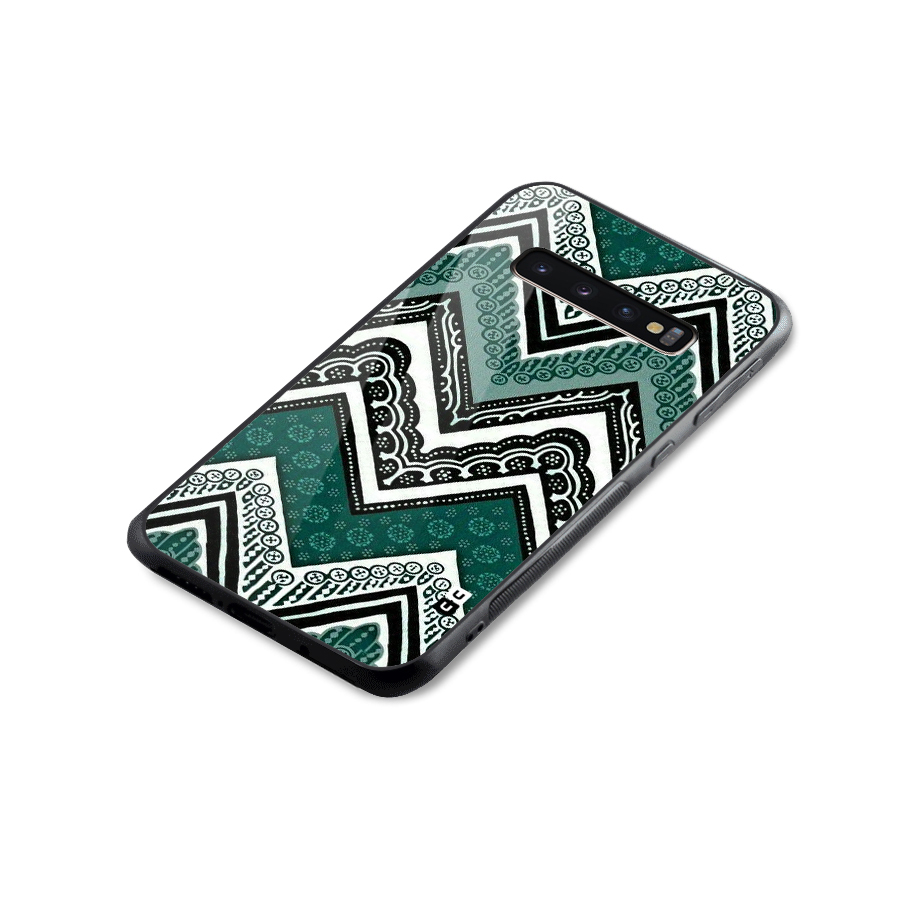 Patterned Chevron Glass Back Case for Galaxy S10 Plus