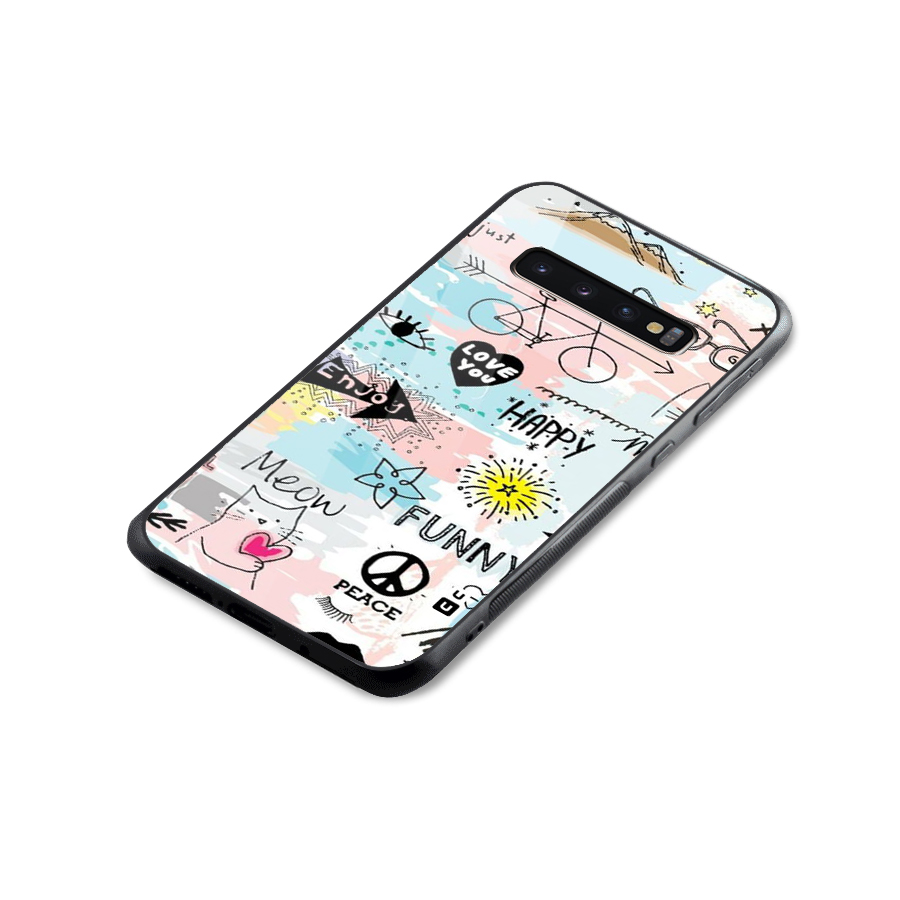 Peace And Funny Glass Back Case for Galaxy S10 Plus